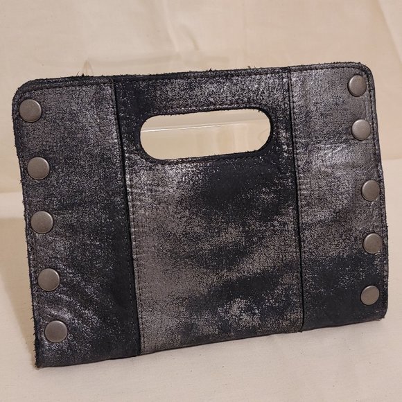 Hammitt Handbags - HAMMIT Rare Vintage Clutch Purse Black & Silver Metallic Leather